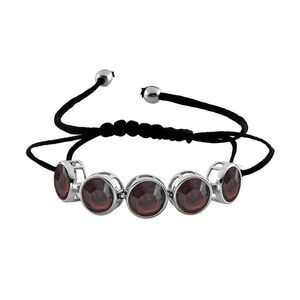 Crystal 5 Stone Bracelet in Platinum Bond (Adjustable) Burgundy